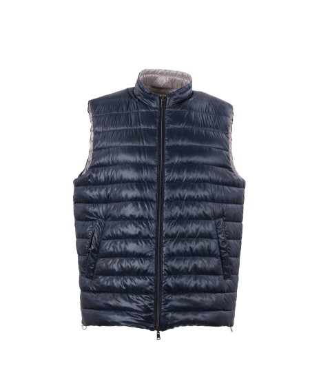Shop HERNO Sales Vest: Herno down jacket reversible vest.
Regular fit.
Front zip closure.
Welt pockets with zip.
Composition: 100% polyamide.
Made in Romania.. PI001008U 12017-9200